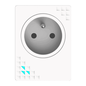 Front view of SensePlug Type E with Cyan LED