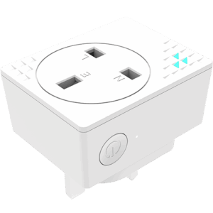 Angle view of SensePlug Type G with Cyan LED