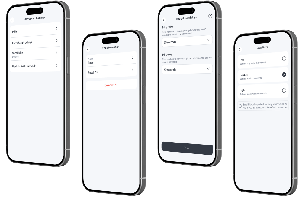 4 nami setting screens