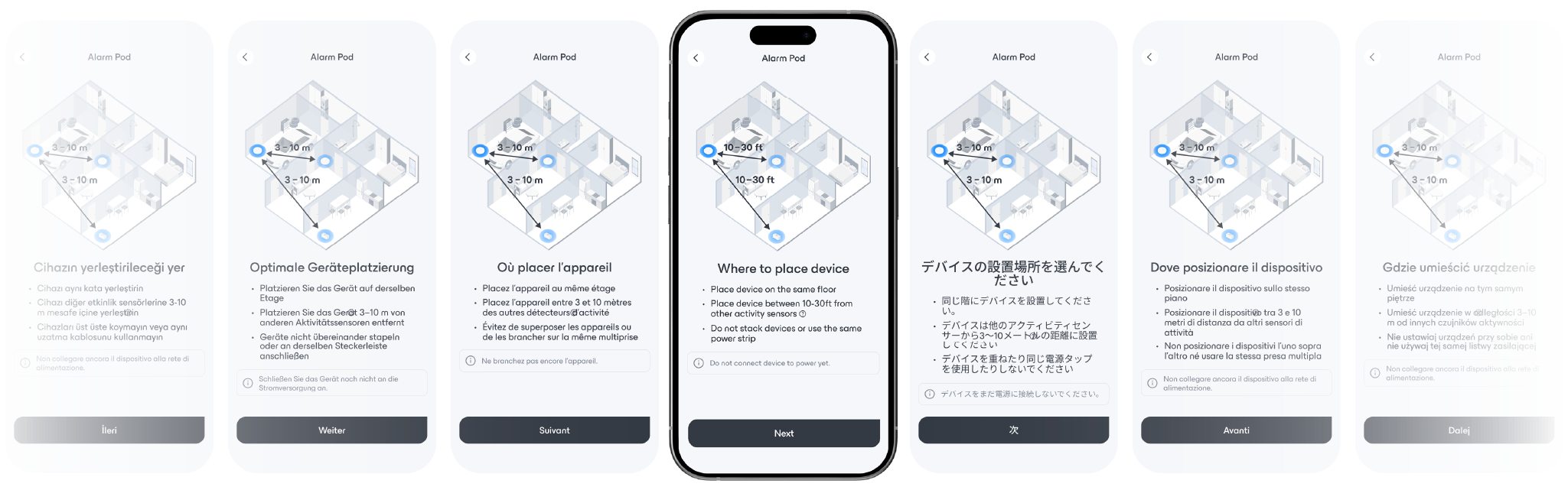 Where to place device screen in different languages