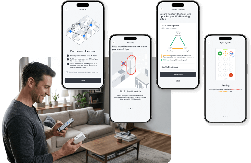 Man setting up his SensePlug using the onboarding flow